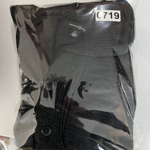 Treasure & Bond Mens XL Shawl Collar Cardigan Black Caviar Marl Quiet Luxury - Picture 16 of 16